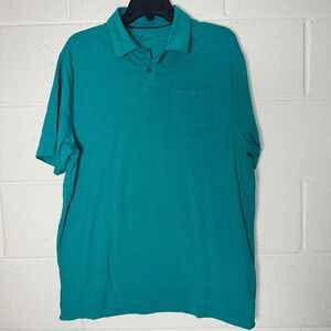 Under‎ Armour Mens Polo Shirt Large Green blue teal HeatGear Loose Fit Pocket